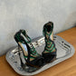 Vintage Jimmy Choo Green & Black Strappy Heels